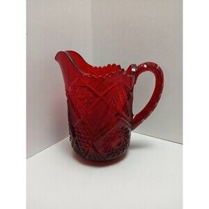 Vintage Westmoreland Ruby Red Amberina Glass 6"‎ Pitcher Glows!